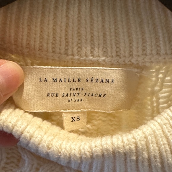 Sezane La Maille Cable Knit Cream Sweater Vest size XS - Picture 3 of 4